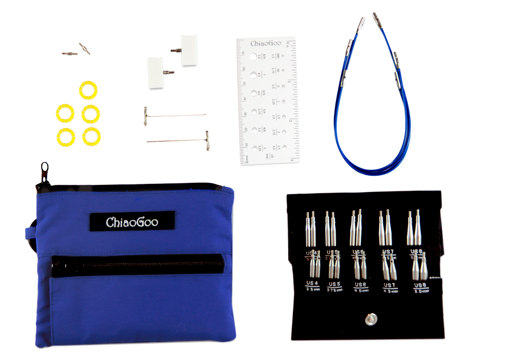 Chiaogoo TWIST Blue Shorties - 2" & 3" Interchangeable Needle Set